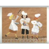 Lot of 4 (9 x 11) Art Print HO005A Lisbeth Holstein - Chefs at work