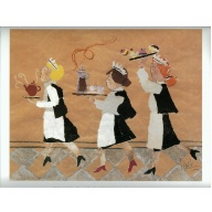 Lot of 4 (9 x 11) Art Print HO007A Lisbeth Holstein - Waitresses with Dessert Trays