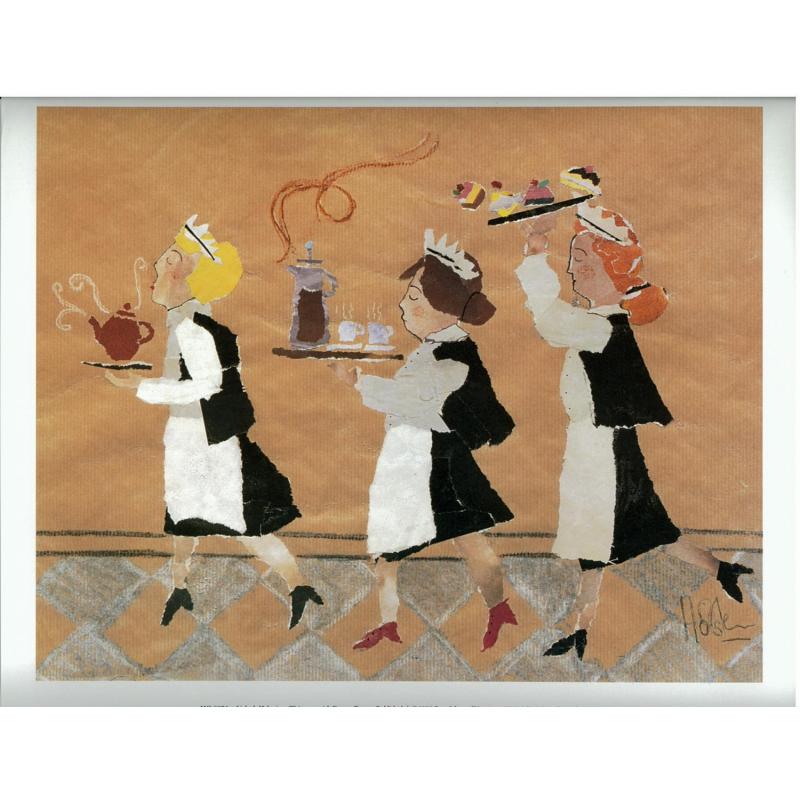 (9 x 11) Art Print HO007A Lisbeth Holstein Waitresses with Dessert Trays