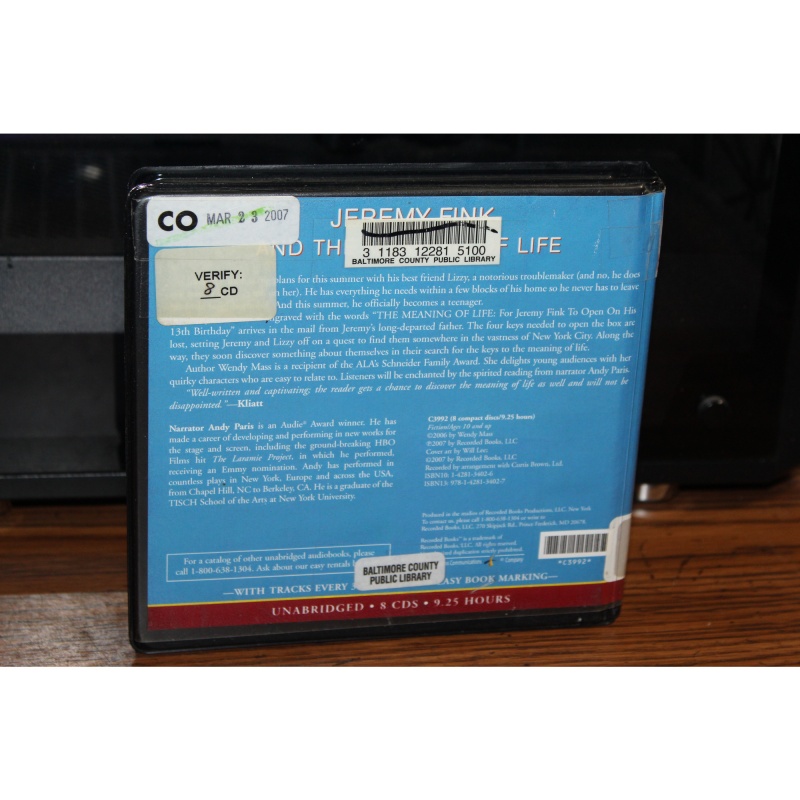 Jeremy Fink and the Meaning of Life by Wendy Mass (2007, CD)