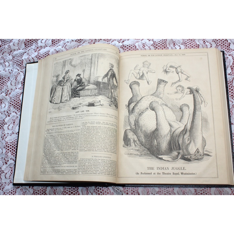 1858 Punch Magazine Bound Compilation Volume 34-35