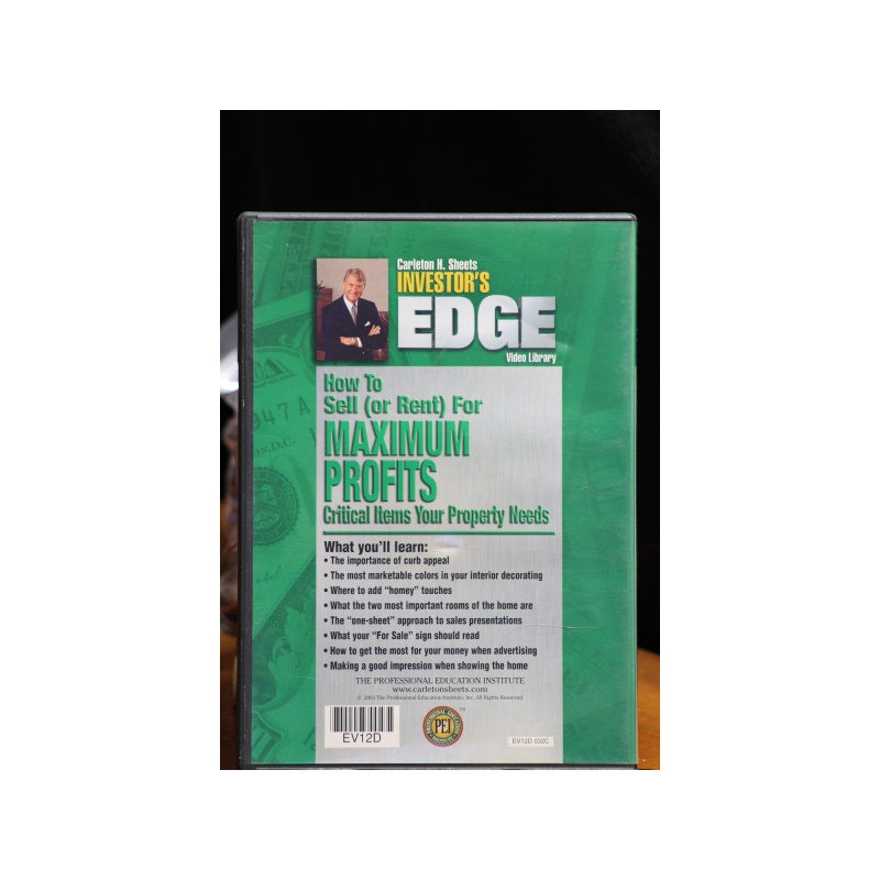 Carleton H. Sheets Edge Sell or Rent Maximum Profits DVD:7171